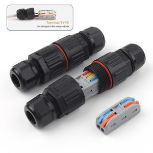 IP68 방수 조인트 와이어 고속 연결 커넥터 2/3 핀 납땜이 적은 LED 램프 배선 실외 단자