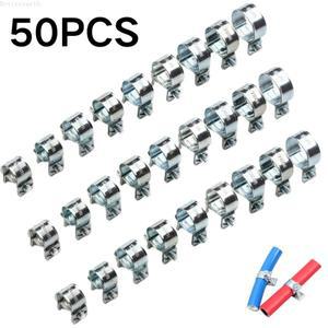50피스 연료 라인 호스 클립 클램프 디젤 가솔린 파이프 냉각수 라디에이터 탄소강 아연 도금 피팅 고정 도
