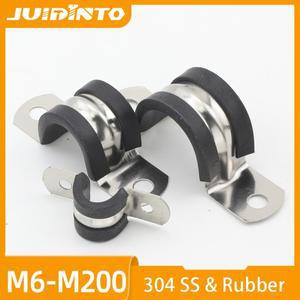 JUIDINTO 1/2/5피스 고무 라이닝 P 클립 케이블 장착 배선 호스 클램프 6-200mm 스테인레스 스틸 쿠션 파이