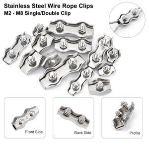 2-5피스 방수 스테인레스 스틸 와이어 로프 클립  싱글/더블 그립 케이블 클램프  하드웨어 용 척 잠금 M2-