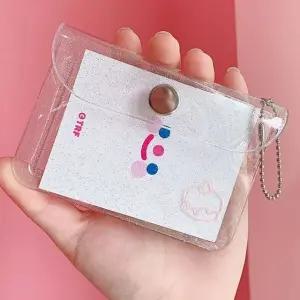 고품질 반투명 PVC 카드홀더 지갑 명함 소지품 키링 고리 (WFK9FG0)