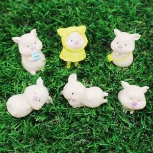 미니어처 아기돼지 6종 테라리움 소품 미니 동물 인형 (WFK9TYO)