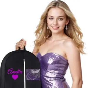 프롬 원피스 수트 의상 맞춤형 의류 가방 남녀공용 메쉬 포켓 2개가 있는 옷장 보관용 블랙 - 휴대용