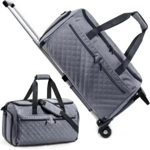 엘큐파 바퀴 달린 여행용 의류 가방 - 남성 여성 더플백 신발칸 걸이 수트 원피스 위켄더백 대형 1개 중