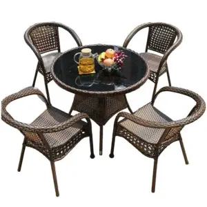 야외 라탄테이블 테라스 티테이블 루프탑 발코니 야외테이블세트 테이블