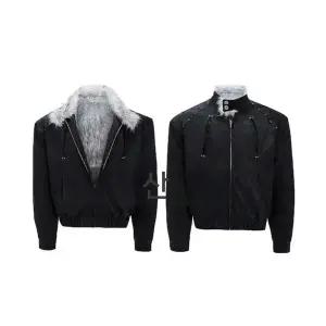 원더우면 남성 늑대털 칼라 도톰 기모 패딩 코트 겨울 보온 양면 가죽 재킷 OPH4