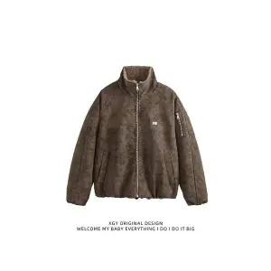 포뇨2 남성 토끼털라이크 PU 가죽 패딩 스텐넥 캐주얼 자켓 겨울 도톰보온카고코트 OPH4