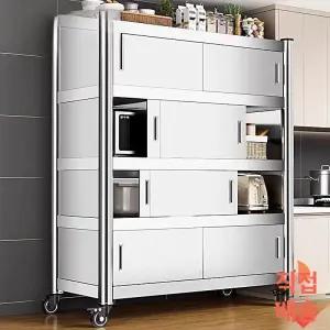 스테인레스 찬장 이동식 수납장 식당 선반 정리대 60x40x140cm