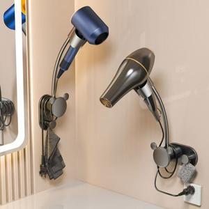 라포식 헤어 드라이어 홀더 드릴링없이 욕실 선반 조정  벽 교수형  손  스토리지 랙