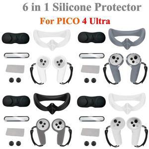 피코 4 울트라 VR 기기용 6 in 1 보호 키트 실리콘 커버 전면 렌즈 필름 캡 핸들 그립 케이스 소프트 쉴드
