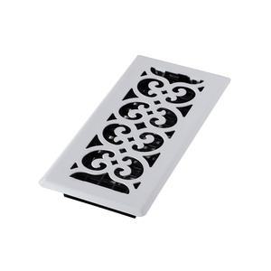 장식 격자 FS410-WH 스크롤 디자인 플로어 레지스터, 4x10 인치, 흰색