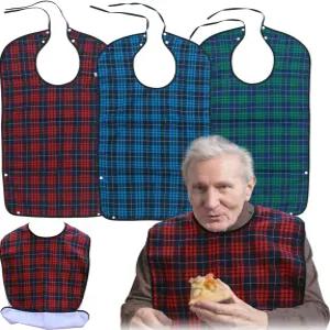 남성용 엑스매지어스 턱받이 3팩 - 성인 식사용 재사용 부스러기 캐처가 있는 의류 보호대 방수 및 세탁기