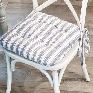 파이퍼 클래식 마켓 플레이스 블루 틱팅 스트라이프 의자 패드