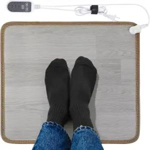 온열 바닥 매트 - 풋 워머 언더 데스크 홈 오피스 책상용 19.7x21.7인치 발 받침대 타이머 3개 및 온도