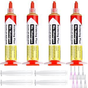 Treela 4 팩 10ml 8341 깨끗한 솔더 플럭스 페이스트 없음, 전자 납땜용 10cc 주사기, 주석 납땜용, 탈연 수리 회로 기판 전기 부품용 로진