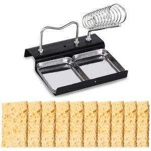 TorSor 납땜 아이언 스탠드 홀더 스프링 슬리브 베이스 오거나이저 솔더 팁 지지대, 2개의 스틸 슬롯과 10개의 청소 스펀지 클리너, 디지털 스테이션 키트 용접 건 펜슬 포함