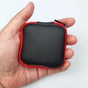 휴대용 줄이어폰 케이스 레드 유선이어폰 파우치 보관함 (WFKB0AN)