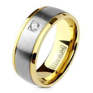 금지된 바디 주얼리 남성용 금도금 반지, 핑키 CZ 골드 약혼 투톤 티타늄 밴드