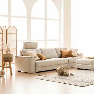 [봄소와] 한봄찬 4인용 아쿠아클린 패브릭 소파 + 스툴