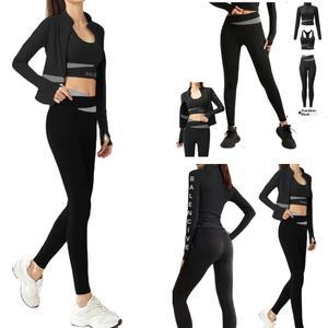 요가 필라테스 체육관 러닝 하이킹 실내외 운동복인 여성용 3피스 운동 세트, 슬림핏 운동복