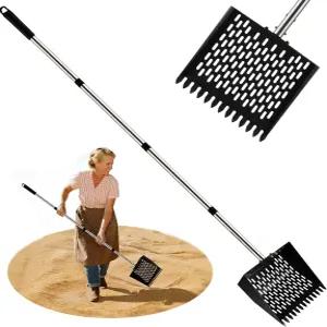 GSYJMRH 치킨 쿱 스쿠퍼 조절 가능한 스테인리스 스틸 손잡이(39-66인치)로 대변을 위한 스쿱 헤비 듀티