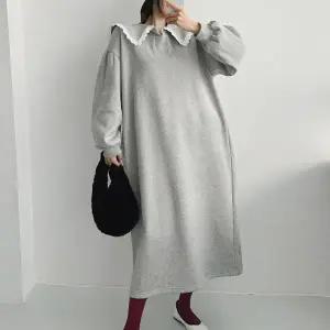 [다잇템] 여자 보온 레이스 박스 벌룬 세일러카라 롱원피스