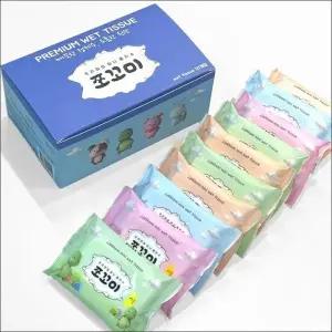 남녀공용 미니 물티슈 10팩 에코 휴대용 엠보싱 원단 여행용 (WFKB9ZV)