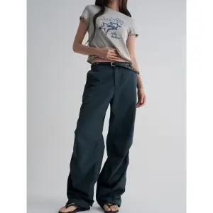 [에잇세컨즈] 벨티드 셔링 팬츠  네이비 (125821MQ7R)