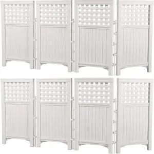 선캐스트 야외 파티오 가든 8 패널 야드 스크린 인클로저 게이트 펜스 흰색