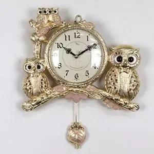 금도금 길부엉이가족 부엉이 무소음 인테리어 벽시계 (KYR-W9E5243)