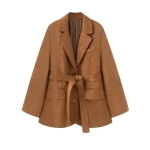 깜도리 여자 키작녀 정장 자켓 추동 캐주얼 패드 숄더 반스웨이드 코트 꾹4