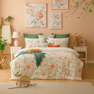 [롯데백화점]박홍근홈패션 오가닉 플라워 코튼 면 100 침구 풀세트 킹(K) (200X230cm)
