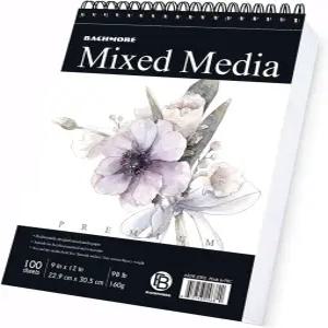 바흐모어 스케치패드 100장 수채화 스케치용 아크릴 아트 패드 잉크 스케치북 색칠 노트 - 멀티미디어