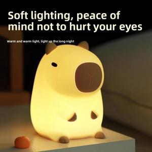 귀여운 만화 카피바라 밤 빛 배터리 어두운 수면 램프  방 장식