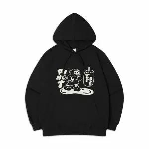 [하프클럽/탑보이]파이트 캣 오버핏 기모 프린팅 후드 스웨트 셔츠 (PTH2100)