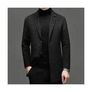 토르 남성 가을 겨울 울 코트 하프 모직 정장 넥 트렌드 슬림핏 캐주얼 보온 OPH4