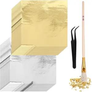 아트 호일 종이 금박 및 은박지 레진 공예 네일 가구 홈 데코용 100개 5.5인치 X 금박지 수지 데코 핀셋