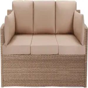 LYLNBYWK 8Pcs 야외 단면 쿠션 교체 위커 라탄 소파 파티오 대화 세트 방수 UV /지퍼 베이지