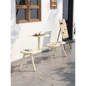 컬러 철제 야외 벤치 카페 일체형 의자 웨이팅 3인용 테라스 2인용 야외테이블의