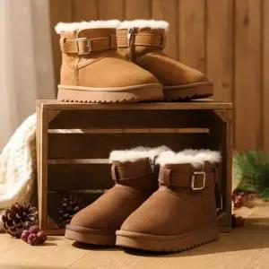 고급 소가죽 유치원 초등학생 털 안감 겨울 부츠 (200-235)