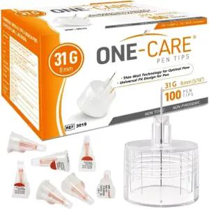 원케어 펜 팁 31G x 8mm 100박스 장치가 있는 순하고 범용적인 핏 최적의 흐름을 위한 초박형 벽 기술