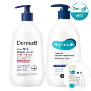 [공식] 더마비 세라엠디 리페어 (로션 400ml+크림 워시 400ml)+(랜덤견본)튜브+3매