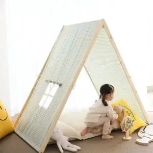 [텐바이텐]민트체크 원목 플레이하우스 유아텐트