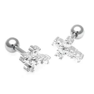 TEP-957 티타늄 십자가 피어싱 귀걸이 무료배송 평생AS