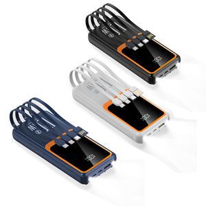 RTOL 대용량 LED전량표시 QC 3.0 PD 22.5W 고속충전 4개 케이블 내장됨 랜턴 캠핑용 보조배터리 20000mAh