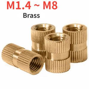 솔리드 황동 구리 핫 멜트 스레드 사출 성형 널링 임베디드 너트인서트 너트 M1.4 M1.6 M1.7 M2 M2.5 M3 M4