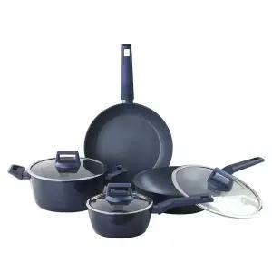 키친플라워 쿠킨 IH 인덕션 그린우드 후라이팬+냄비 5종 세트(블루)
