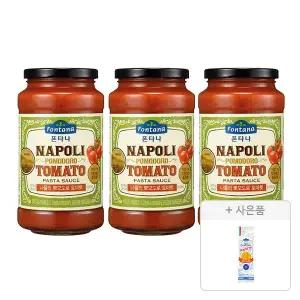 폰타나 나폴리 뽀모도로 토마토 파스타소스 600g, 3개 + 증정(이탈리아 캄파니아 스파게티 500g	,1개)