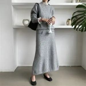 니트 셋업 투피스 가을 겨울 레이스 카니스니트투피스