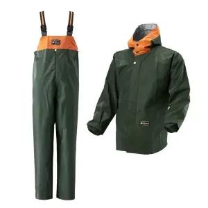 해상 작업용 우의 카키 상하의 세트 멜빵바지 방수 작업 선원 어업